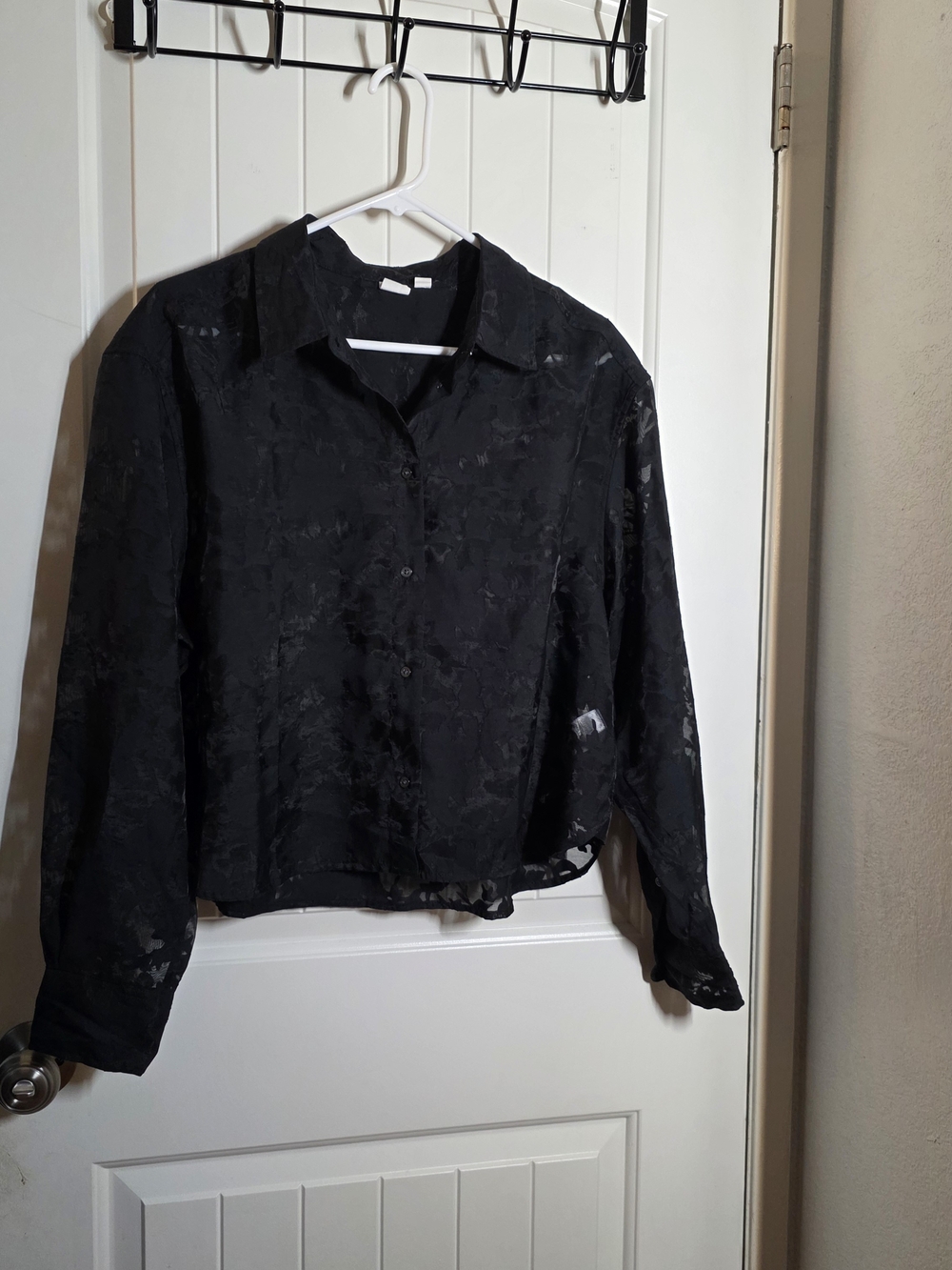 GAP Black Sheer Button-Down Shirt